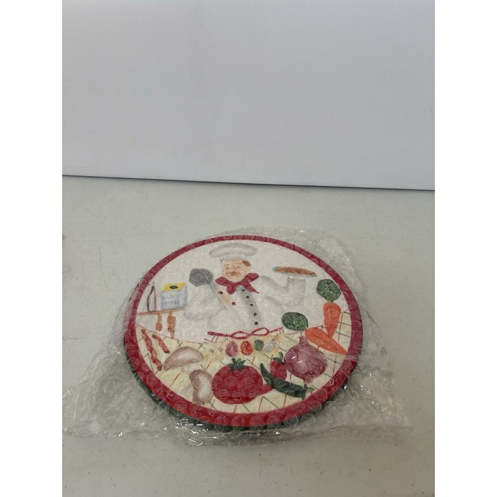 Gourmet Chef Trivet Reverse For Wall Plaque Hand Painted Fine Ceramicware - Picture 9 of 12
